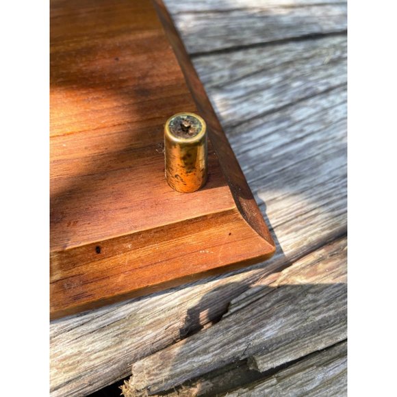 Vintage MCM Teak Wood Style Footed Tray Trivet Tile Butterfly - Picture 11 of 14